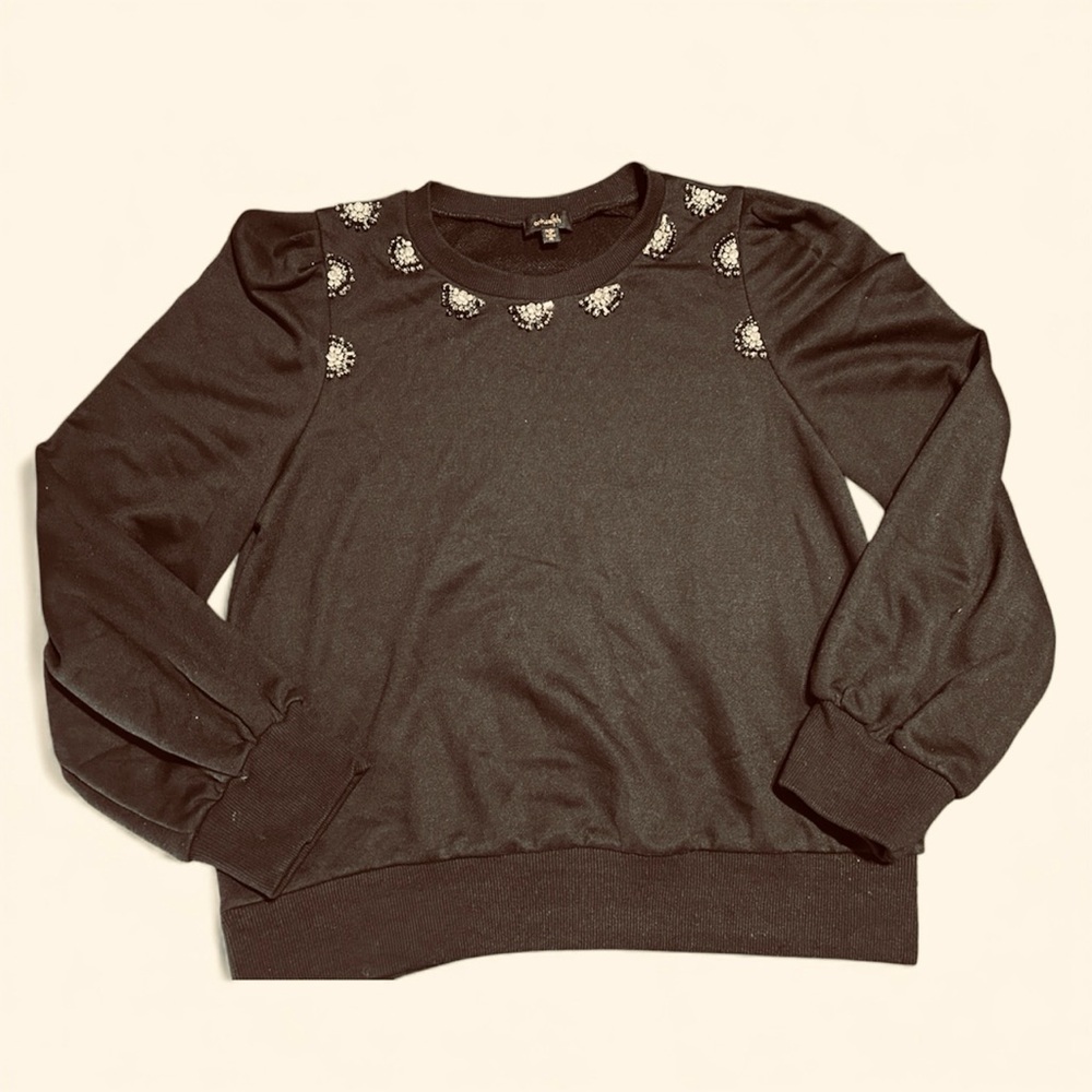 Chic Black Embellished Sweatshirt